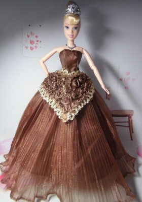 Choclate Barbie Doll Dresses Sweet Flowers Strapless