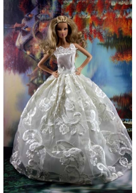 Barbie Doll Costumes White With Embroidery 
