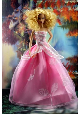 Pretty Pink Barbie Doll Costumes Lace Strapless