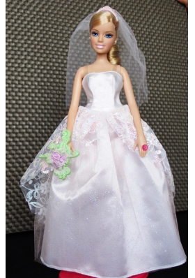 Lovely Doll Wedding Clothes Lace With Veil