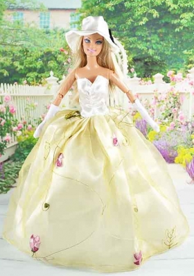 Champagne Gown With Embroidery Doll Clothes Sweetheart