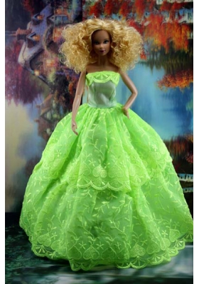 Spring Green Barbie Fashion Clothing Strapless Lace