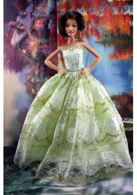 Lace Over Skirt Green For Sweet Barbie Doll Dress