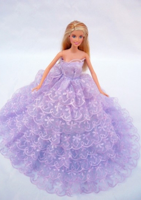 The Most Amazing Lilac Dress With Lace and Ruffles Made to Fit the Barbie Doll