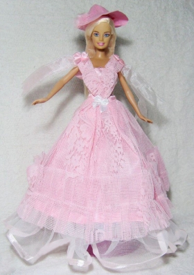 Pink Princess Barbie Doll Dress for Quinceanera