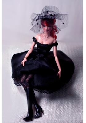 Princess Black Dress Quinceaneara Gown For Barbie Doll