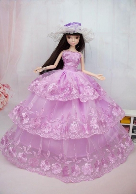 Pink Embroidery ball gown Barbie Doll