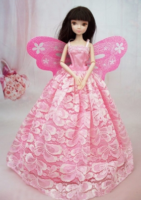 Handmade Pink Lace Barbie Doll Dress