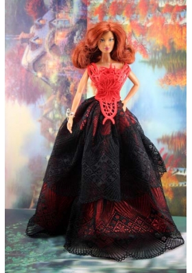 Lace Black and Red Barbie Doll Dress