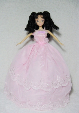 Pink Gown Embroidery Barbie Doll Dress