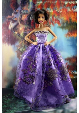 Purple Barbie Doll Appliques Wedding Gowns
