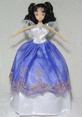 Royal Blue and White Gown For Barbie Dolls