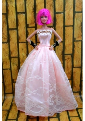Pink Strapless Gown For Barbie Dolls