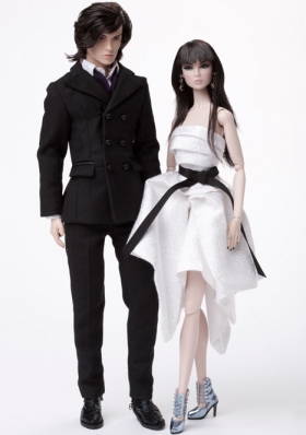 White Prom Barbie Doll Dress with Black Sash