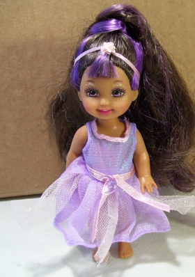 Straps Waist Band Purple Tulle Barbie Doll Party Dress