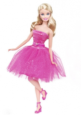 Knee-length Princess Beading Hot Pink Gown For Barbie Doll