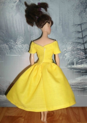 Bowknot Bright Yellow Barbie Doll Dress Knee-length Princess