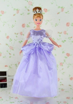 Lilac off the Shoulder Bowknot Party Dress for Barbie Doll