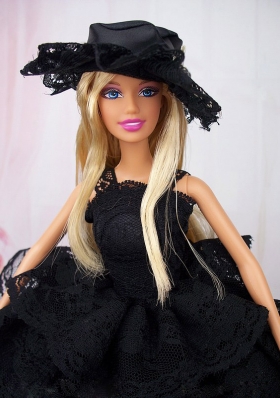 Black Lace Ruffled Layeres Party Dress For Barbie Doll