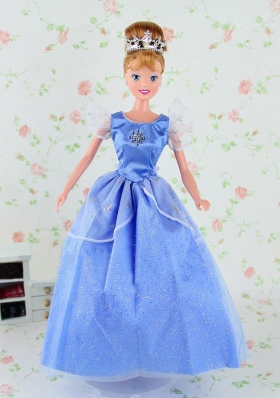 Tulle Off the Shoulder Blue Party Dress for Barbie Doll