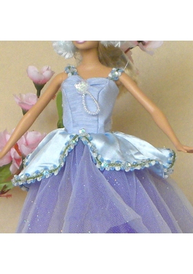 Lilac Lace Fashion Party Dress for Noble Barbie