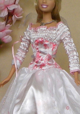 Long Sleeves white Wedding Party Dress for Noble Barbie