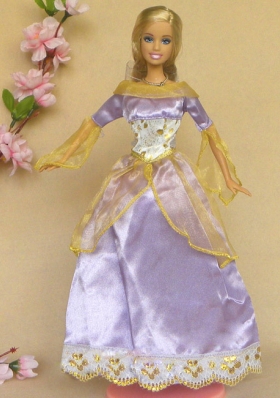 Lilac Long Sleeves Handmade Party Dress For Noble Barbie