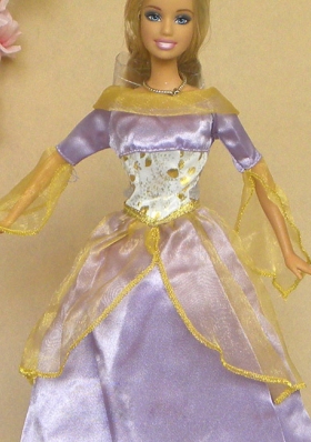 Lilac Long Sleeves Handmade Party Dress For Noble Barbie