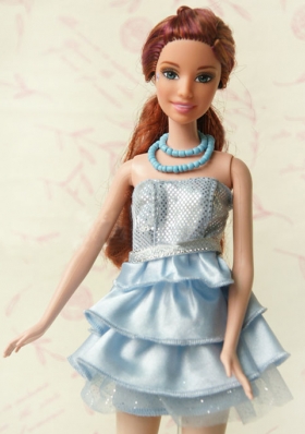 Short Party Dress With Sequin and Ruffles For Barble Doll