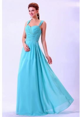 2013 Aqua Blue Prom Dress Chiffon with Straps and Ruch