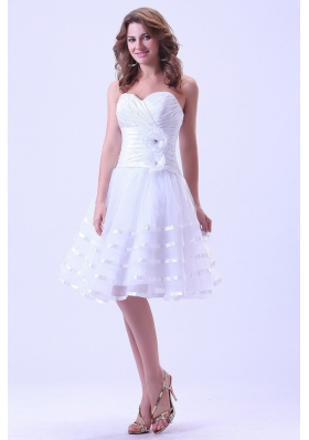 Sweetheart Short Prom Dress with Ruch and Handle Flower