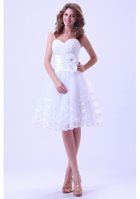 Sweetheart Short Prom Dress with Ruch and Handle Flower