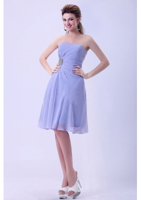 Lilac Chiffon A-line Prom Dress Knee-length