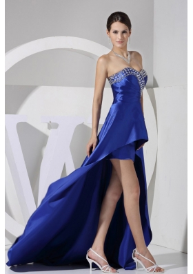 Beaded Sweetheart High-low 2013 Prom Dress Royal blue