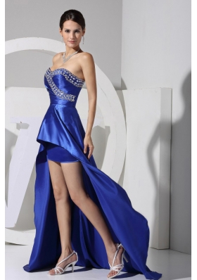 Beaded Sweetheart High-low 2013 Prom Dress Royal blue