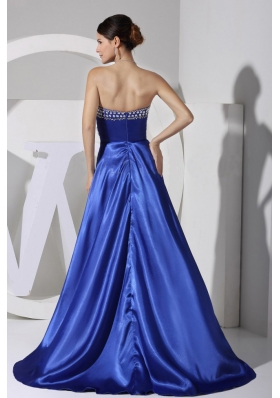 Beaded Sweetheart High-low 2013 Prom Dress Royal blue