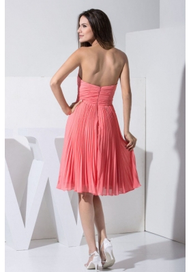 Watermelon Red 2013 Prom Dress with Beading and Pleat