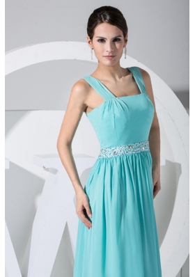 Aqua Blue Straps 2013 Prom Dress with Beading