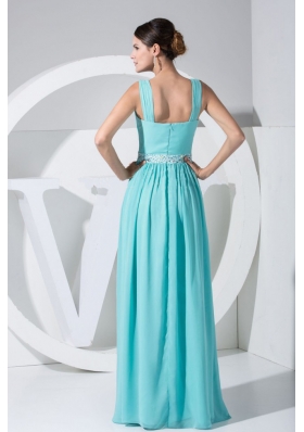 Aqua Blue Straps 2013 Prom Dress with Beading