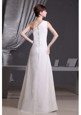 White One Shoulder Beading Prom Dress Floor-length Chiffon