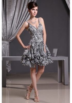 Zebra Prom Dress With Straps A-line Mini-length