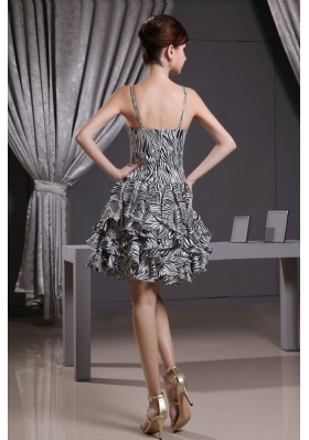 Zebra Prom Dress With Straps A-line Mini-length