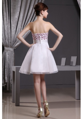 White Beaded 2013 Prom Dress Organza with Sash