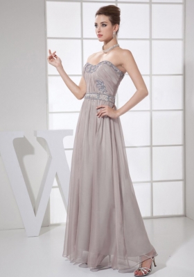 Sweetheart Ankle-length Grey Prom Dress with Beading