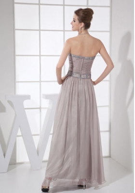 Sweetheart Ankle-length Grey Prom Dress with Beading