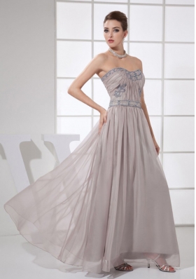 Sweetheart Ankle-length Grey Prom Dress with Beading