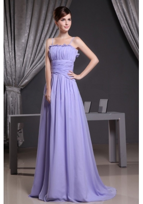 Straps Lilac Custom Made Prom Dress Chiffon