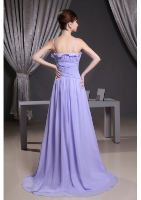 Straps Lilac Custom Made Prom Dress Chiffon