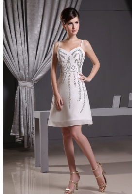 Straps Mini-length Chiffon Prom Dress with Beading