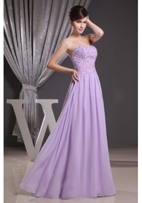 Lilac Sweetheart Floor-length Prom Dress with Beading